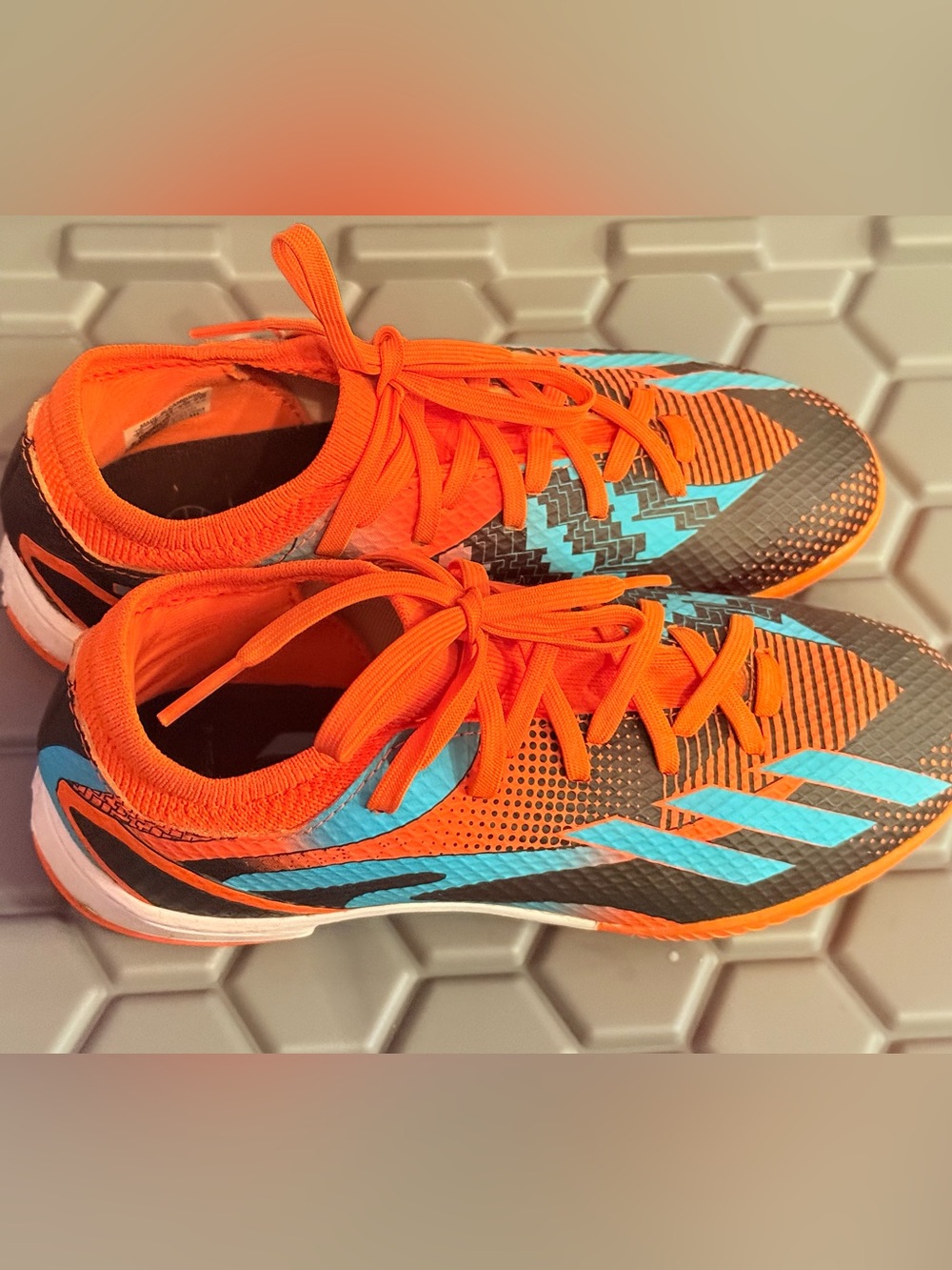 adidas Kids Soccer Sneakers in Orange and Aqua